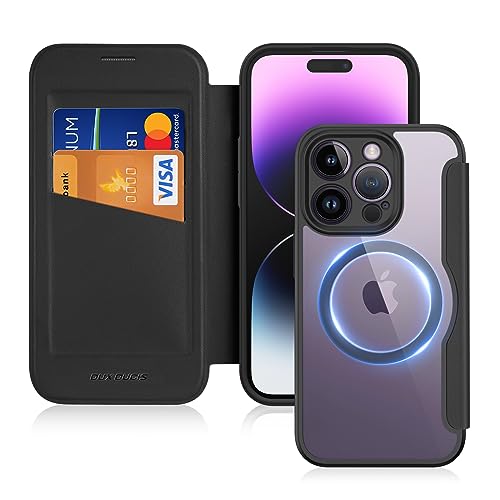Coque iPhone 14 Pro DUX DUCIS Noir | Étui Cuir Flip Magnétique Compatible MagSafe