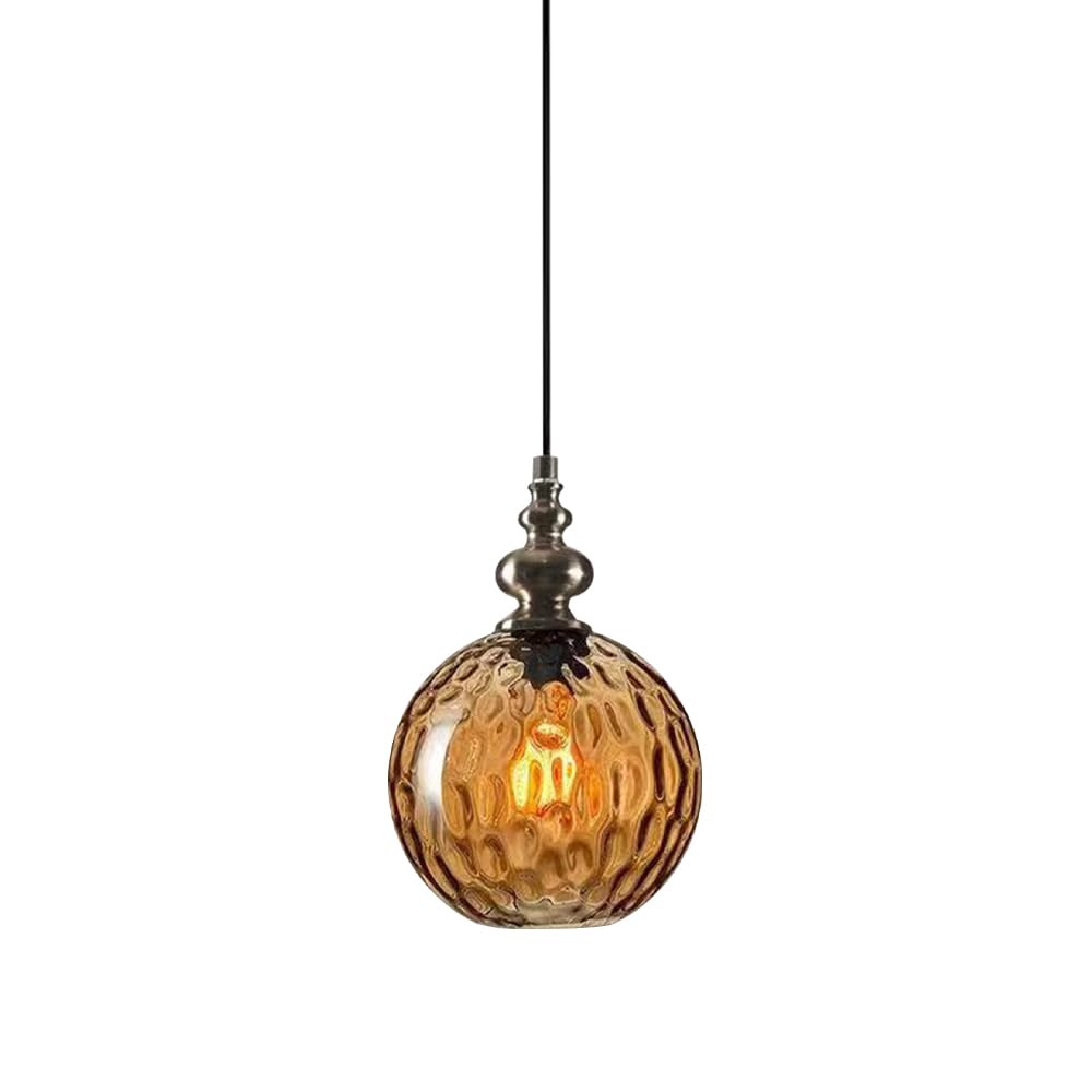 Szklana lampa wisząca Vintage wisząca lampa sufitowa z kutym szklanym kloszem w kształcie kuli Oprawa wisząca w kształcie kuli Gniazdko E27 do wyspy kuchennej Jadalnia Sypialnia Dom wiejski Star of