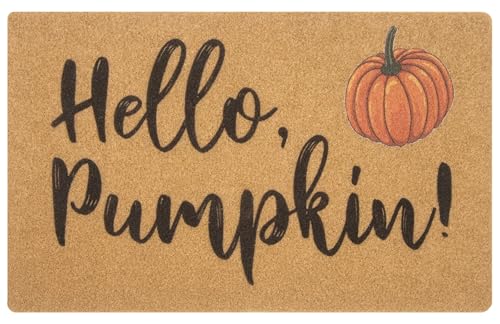 HinyBoeh Hello-Pumpkin-Welcome-Doormat for Fall-Outdoor-Entrance - Coir-Front-Door-Mat...