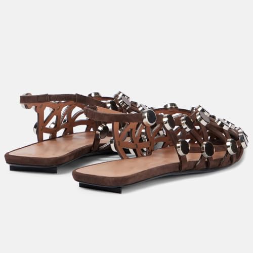 Arqa Velvet Mesh Dressy Ballet Flats for Women Riveted Suede Leather Low Heel Sandals Backless Footwear & Ballet Flats Ladies' Non-Slip Party Fashionable Shoes3