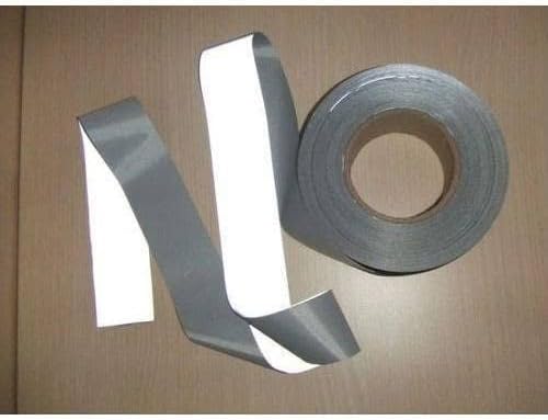 EUROยฎ Silver Reflective Fabric, Traffic Warning Tape, Fashion Wear Cloth, Glass Bead Material (Non Adhesive) 01 Inch x 03 Meter