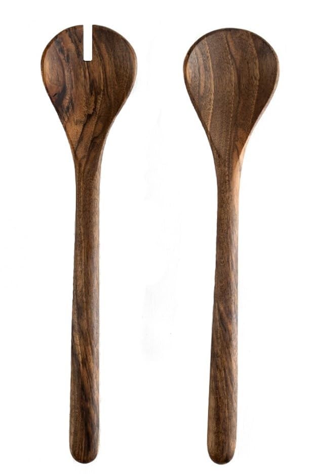 Set de service à salade en noyer 30 cm | Cadeau de créateur fait main