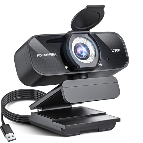 1080P Webcam with Privacy Cover, Wide Angle Lens, Active Light Co...