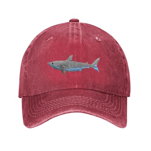 Casquette de baseball requin brodé en coton avec finitions haut de gamme ajustables