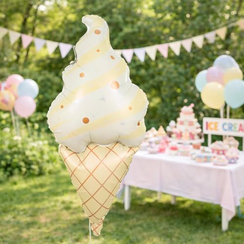 Image of Rozi Decoration Ice Cream Shape Foil Balloon 27 Inch for Birthday Parties Decoration, Cone Theme Balloon for Kids Celebration, Summer Party Theme Decor Pack of 1 Pcs