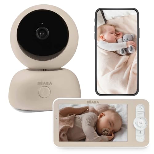 BÉABA, Babyphone, Ecoute Bébé Vidéo 2 en 1, Ecran/Application mobile dédiée, Caméra HD, Rotation à 360°, Vision Nocturne, Talkie Walkie, Berceuses,...