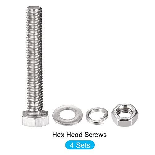 METALLIXITY Sechskant Kopf Schrauben Bolzen Muttern Flach und Schloss Unterlegscheiben Kit (M8x50mm) 4Set 304 Edelstahl Sortiment Kit - für Hausgerät