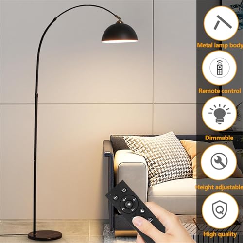 Lámparas de pie para sala con arco ajustable y luz regulable sobre el sofá 7