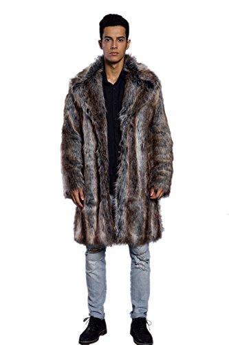 Men's Faux Fur Coat Warm Oversize Winter Long Coats Overcoat Outwear