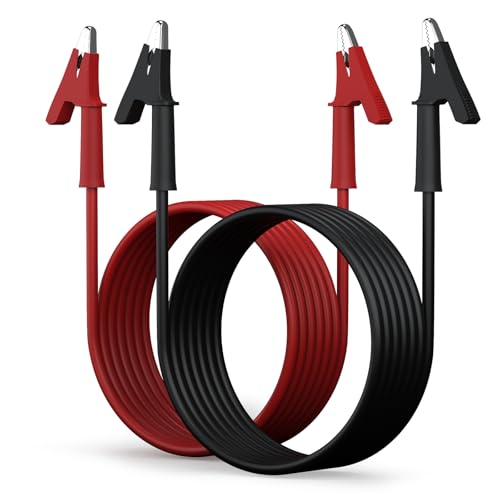 DROK 14 AWG Test Leads with Alligator Clips Electrical - Pack of 2 Multimeter Alligator Clips with Wires 19A, 2m/6.56 ft 14 Gauge Wire