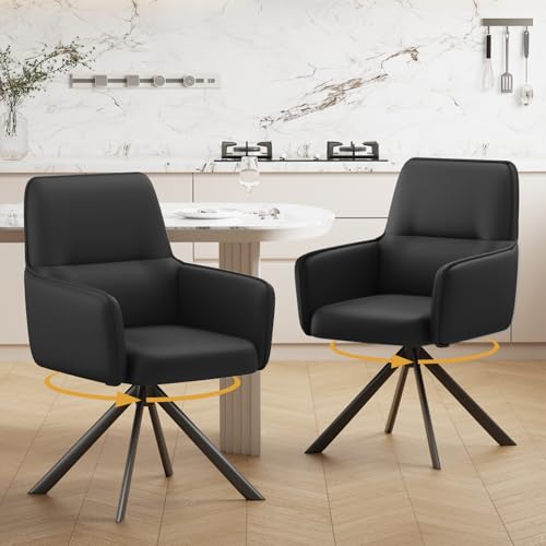 Ckaff Lot de 2 Chaise Pivotante Salle à Manger, Chaise de Cuisine Rembourrée Pivotante à 360°...