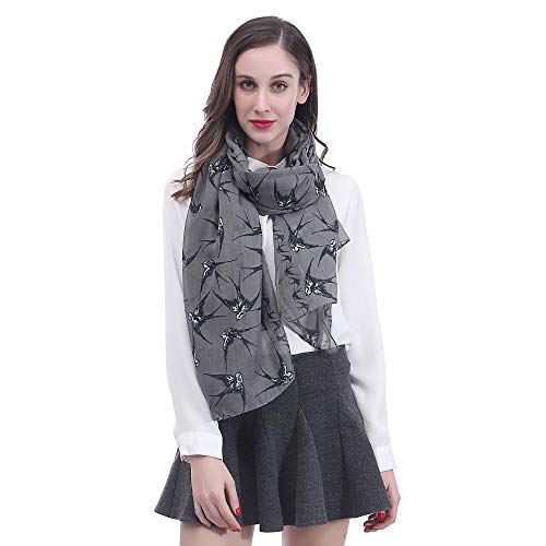 Lina & Lily Swallow Bird Print Women's Large Scarf Lightweight