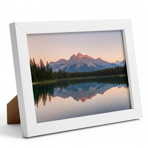 Image of 4x6 Inch Wooden Photo Frame | Fits 4x6 Photos | 0.5 mm Unbreakable Acrylic Front | Wall & Tabletop Display | Lightweight Gallery Style Frame for Home & Office (1, Elegant White)