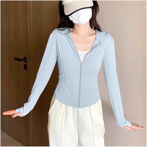 Sun Protection Shirt for Teen Girl Yoga Y2k Clothing UPF 50+ Casual Jacket Slim Fit Full Zip Hoodies with Thumbholes2
