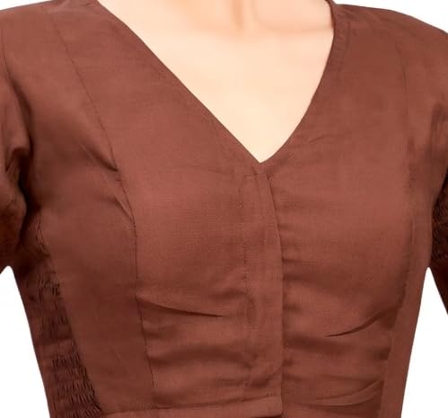 Image of Studio Shringaar Women's Cotton Stretchable (Smocked) Readymade Saree Blouse