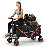 WISELD GT3 Electric Wagon Cart with Seat, Dymanic Load 551LBS/Static 771LBS All Terrain Wagon, Reverse Function, Precision Steering, 2 Modes for Shopping, Sports, Garden, Camping