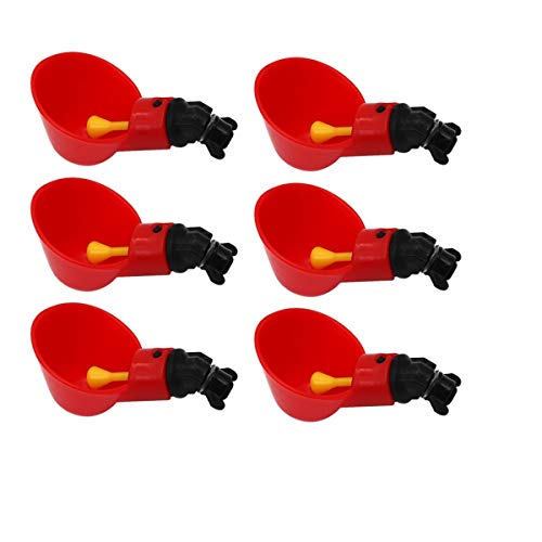 MYB Supplies Abreuvoir Poules Tasses à Bol Bol en Plastique, Volailles Distributeurs D'eau Automatique de L'eau Potable Tasses pour Poussins Cailles Canards Bird (6) Cover
