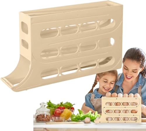 Generic Huevera Para Nevera, Caja De Almacenamiento De Huevos, Bandeja Para Huevos Con Ruedas Automáticas De 4 Niveles,...