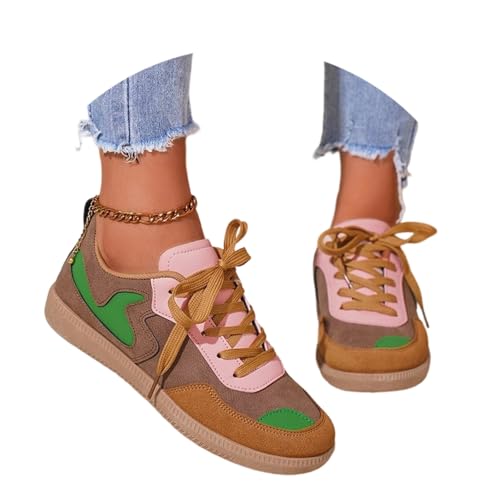 Zapatillas Deportivas Casuales de con Plana y diseño Animal para un Estilo cómodo y versátil (Brown, 39) #40