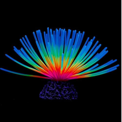 Image of Silicone Sea Urchin Glow Fish Tank Decorations, Aquarium Imitative Sea Urchin Ball Artificial Ornament with Glowing Effect for Aquarium Fish Tank Landscape Decoration (Blue)