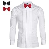[ByFshow] ウイングカラー 高級 シャツ Yシャツ 長袖 結婚式 新郎 フォーマル 蝶ネクタイ付き 大きいサイズ シャツ メンズ