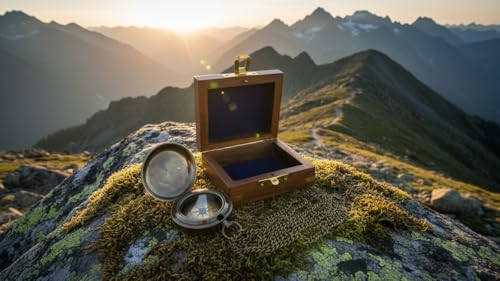 Brújula Antigua de Latón con Caja de Madera miniatura 6