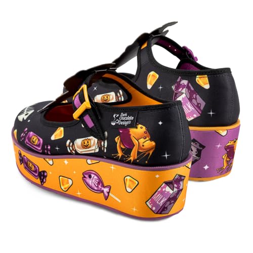 Image of Hot Chocolate Design Chocolaticas Treat or Kittens Women's Mary Jane Platform Multicoloured HCD 39