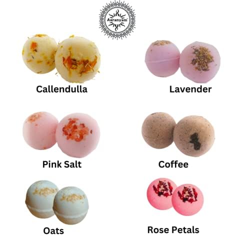 Image of Bath Bomb - spa set for women Rose, calendula, Oats, Green , Pink salt |and city's orange lime Refreshing hot water bath hydrating moisturizing enchanting Fizzy Aromatic Bath Bomb ( 75 g) each - Pack of 6 Perfect Hamper for Women Men (MIX)