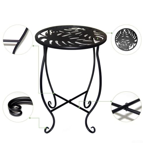 Table d'appoint en métal noir de 90kg de capacité style Monstera