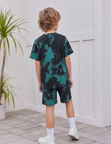 Image of Arshiner Boy's Textured Button Up Shirt and Shorts Set 2 Piece Summer Beach Outfit for 5~12 Years Kids