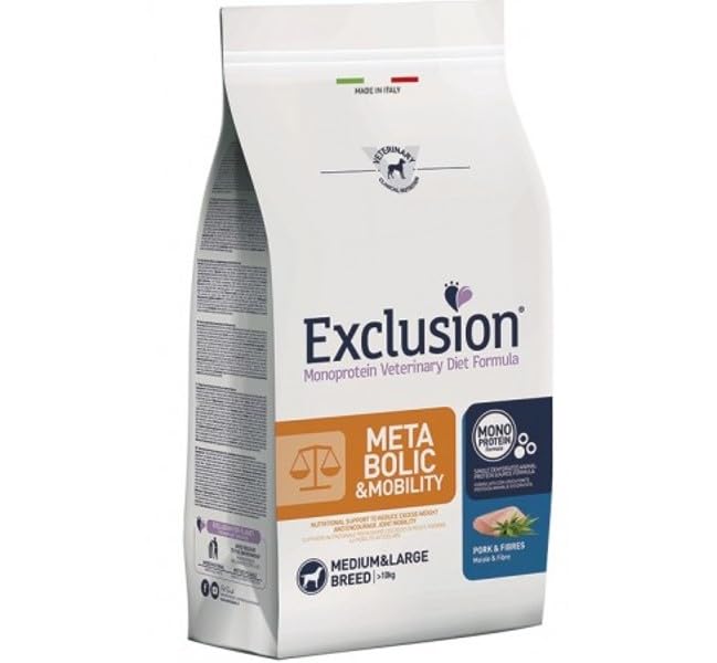 Exclusion Metabolic & Mobility Medium/Large con Maiale e Fibre per Cani da 12kg