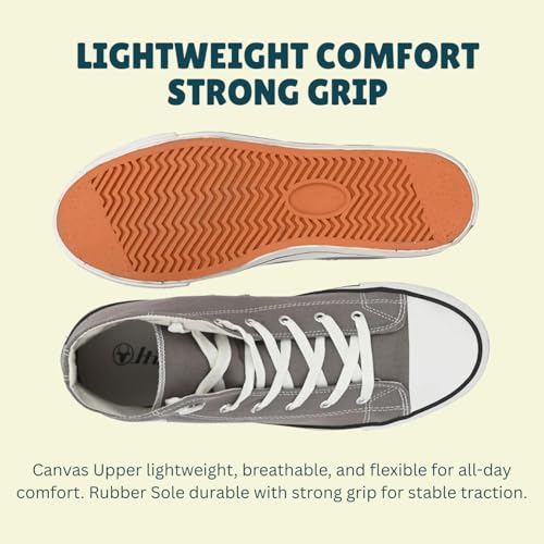 Image of Hirolas Men's Vulcanized Canvas Rubber Toe High Ankle Skateboard Sneakers Shoes.