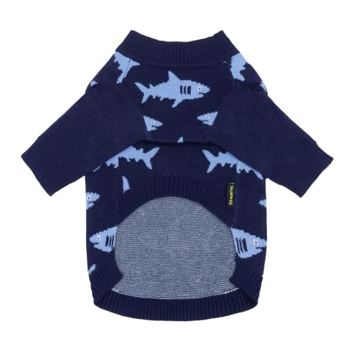Image of Fitwarm Shark Dog Sweater, Winter Clothes for Small Dogs Boy Girl, Blue, XL