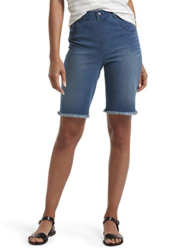 HUE Women's Ultra Soft Denim High Waist Bermuda Shorts, Windsor Wash, Medium
