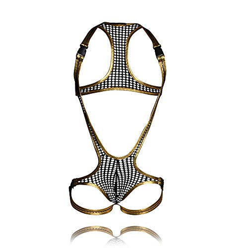 Andrew Christian FUKR Net Mesh Mens Sexy Singlet, Black/Gold, Small