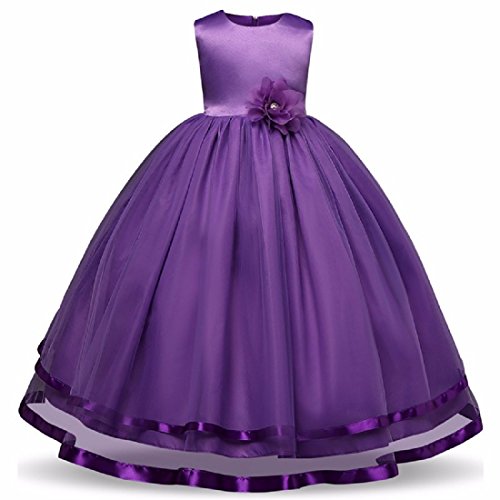 Image of Baby Girl's Purple Fit & Flare Long Dress /Birthday Gown (WLT-066 6-7Years Kidswear)