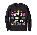 donna it's beautiful day for learning retro insegnante studente maglia a manica