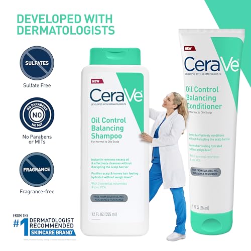 Image of CeraVe Oil Control Shampoo, Clarifying Shampoo with Hyaluronic Acid, 12oz