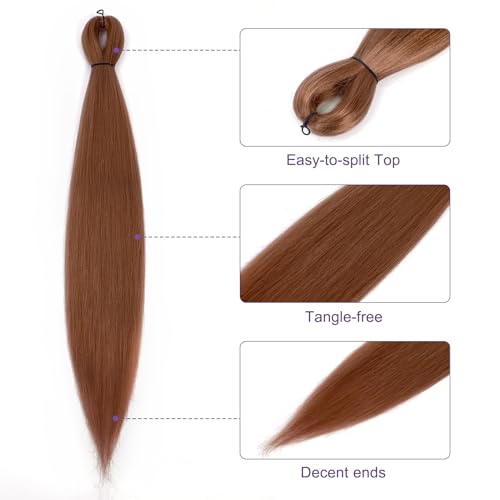 Pre-stretched Braiding Hair - 30 Inch 8 Packs Brown Braiding Hair For Twist or Box Braids, Yaki Texture Hot Water Setting Synthetic Long Braiding Hair Extensions (30 Inch, #30-8P) - Image 3