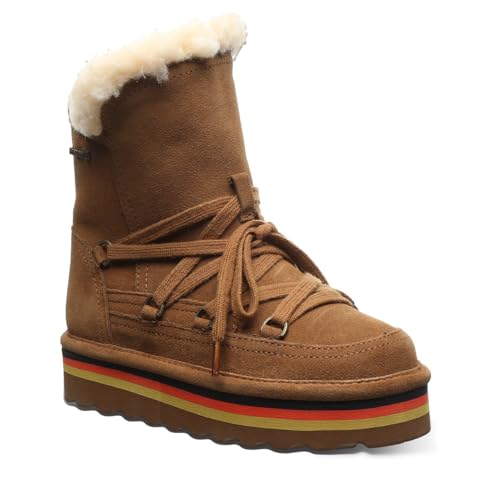 BEARPAW Retro Mondi Youth Boot | Youth's Ankle Boot | Kid's Lace-up Boot | Comfortable Winter Boot