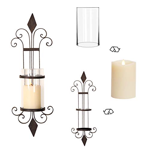 Asense Iron And Glass Vertical Wall Hanging Candle Holder Sconce Wall Decor For Living Room, Bedroom (Set Of 2) #TOP3