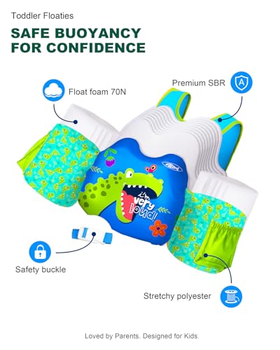 Image of AEOCOO Puddle Float Jumper for Swiming, Toddler Swim Vest for Water Play, Pool Floats with Swimming Arm Floaties Swim Jacket & Water Wings for Kids Swimmies, Boys, Girls, Ninos
