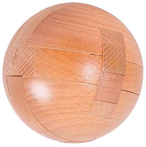 Handmade Wooden Puzzle Magic Ball Brain Teasers Toy Big Wooden Ball Lock Logic Puzzle Intelligence Game Sphere Puzzles for Adults Kids
