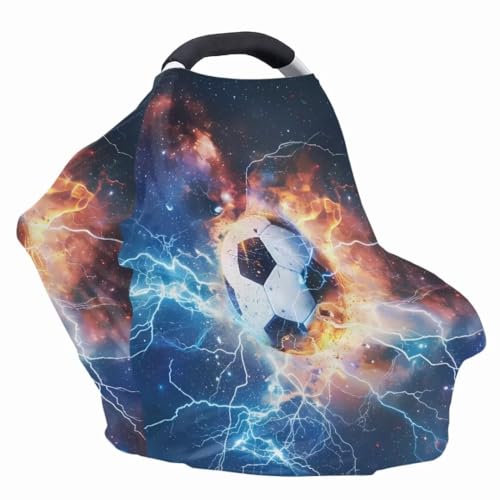Image of Coldinair Lightening Fire Football Baby Car Seat Covers for Boys Multi-use Cover,Baby Carseat Canopy,Nursing Cover for Breastfeeding