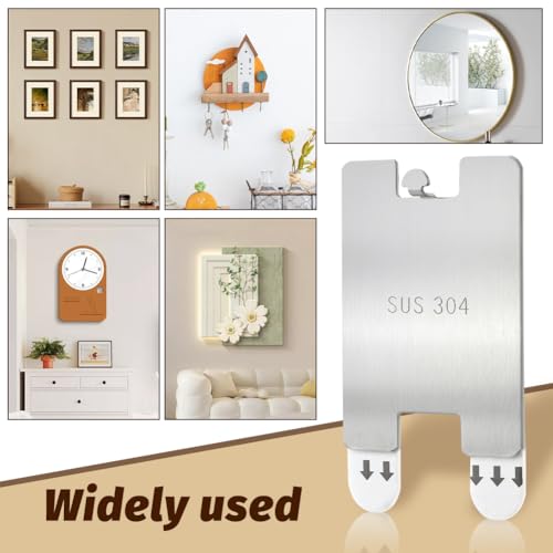 Image of 6 Pcs Metal Picture Frame Hangers Damage Free Hanging, Adhesive Sawtooth Picture Hanging Hooks Without Nails No Damage Picture Wall Hangers Art Hanger Hooks for Home Door Closet