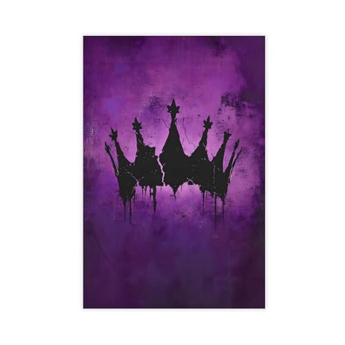Toile couronne violette grunge haute définition, tableau durable chambre
