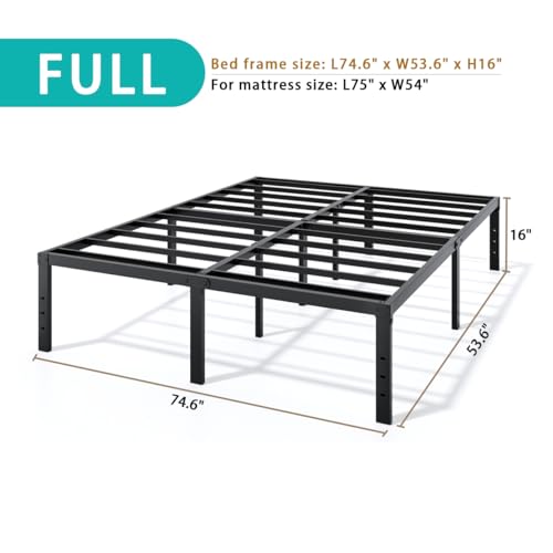 Image of LUMUNANCE Metal Bed Frame Full Size - 16 Inch Heavy-Duty Full Platform Bed Frame No Box Spring Needed, Easy Assembly, Noise-Free, Sturdy Mattress Foundation, Underbed Storage Space