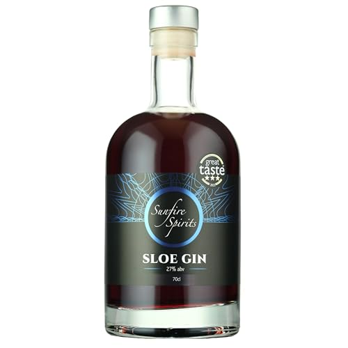 Sloe Gin 70cl 27% ABV - Made with Wild British Sloe Berries Steeped in Premium Dry Gin - Rich Fruity Smooth Flavour - Great Taste 3-Star Winner - Handcrafted in Norfolk Sunfire Spirits
