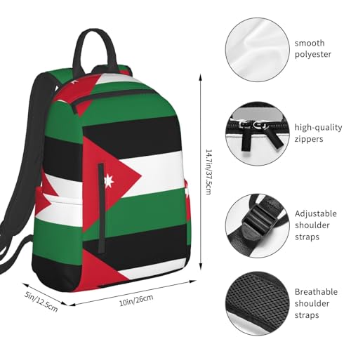 Sac à dos léger noir imprimé drapeau jordanien One Size - 4