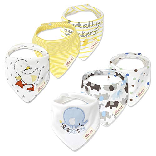Juego de baberos Txian, 6 unidades, baberos bandana 100% algodón, lindo patrón en toalla impermeable de saliva para bebés y niños pequeños